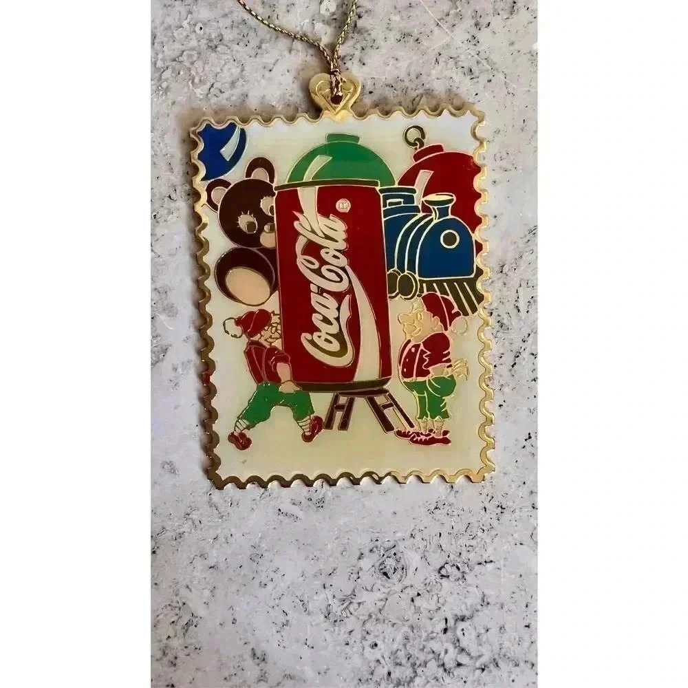 Vintage Coca-Cola Gold Plated Postage Stamp Christmas Ornaments Limited Edition